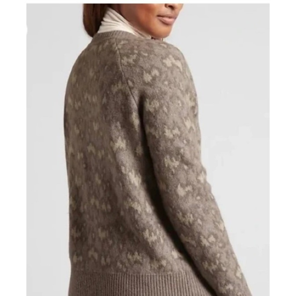 Athleta Merino Wool Blend Brown Patterned Crew Neck Sweater Womens XS - Picture 3 of 11